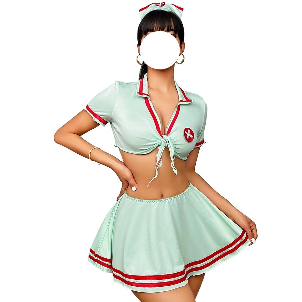 2132 Sexy Nurse Lingerie JK Uniform Sexy Cosplay Costume Outfit Mint Green
